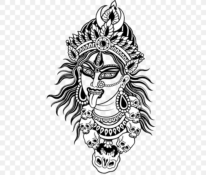 Line Art Kali Black And White Drawing, PNG, 500x698px, Line Art, Art, Artwork, Bhakti, Black Download Free