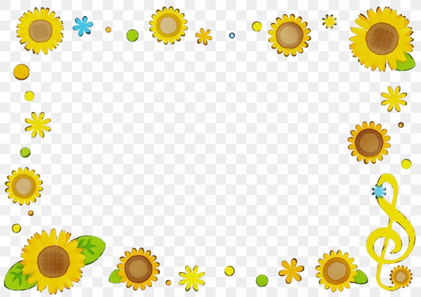 Sunflower Clip Art, PNG, 842x595px, Watercolor, Art, Borders And Frames, Borders Clip Art, Drawing Download Free