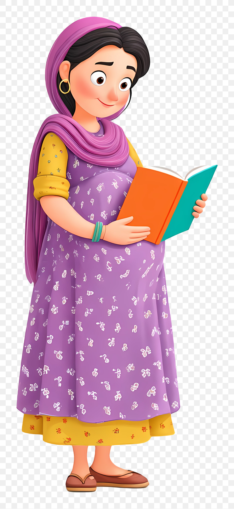 Indian Pregnant Woman - Pregnant Woman Reading Book PNG