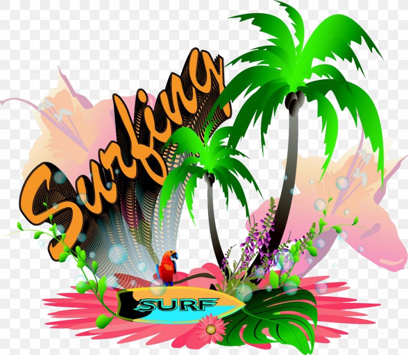 Surfing Illustration, PNG, 1000x870px, Surfing, Art, Butterfly, Cartoon, Coconut Download Free
