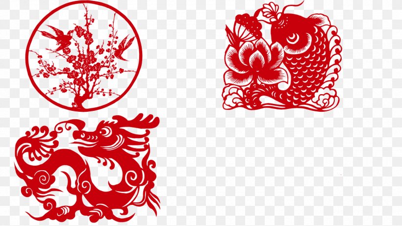 China Papercutting Chinese Paper Cutting Chinese Dragon, PNG, 1280x720px, Watercolor, Cartoon, Flower, Frame, Heart Download Free