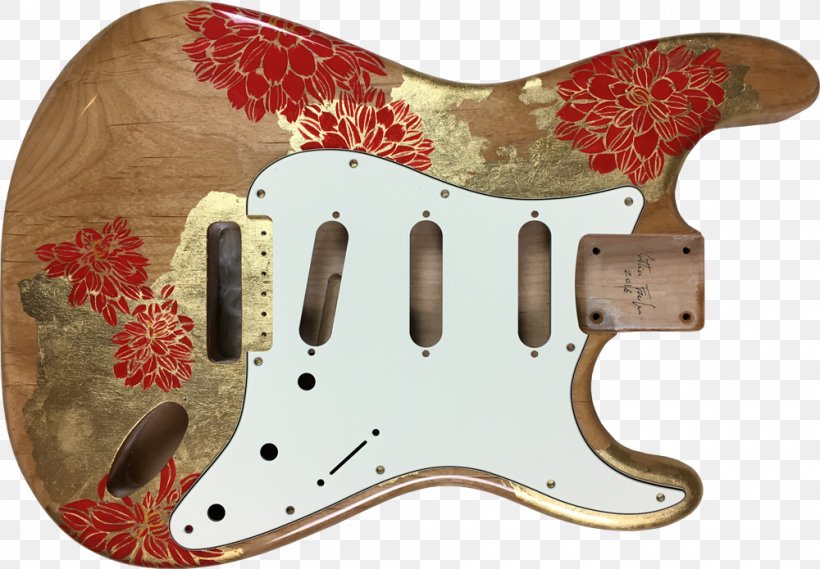 Electric Guitar Fender Stratocaster Fender Musical Instruments Corporation Pickguard, PNG, 1000x695px, Electric Guitar, Alder, Fender Stratocaster, Gold, Gold Leaf Download Free