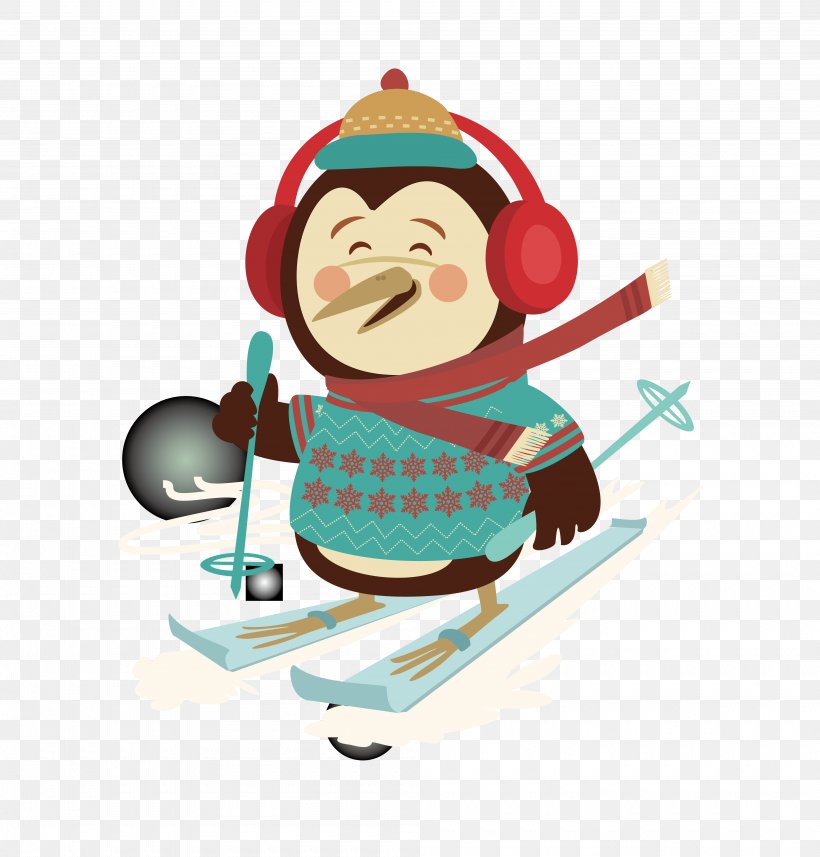 Santa Claus Christmas Tree Cartoon, PNG, 4000x4184px, Skiing, Art, Cartoon, Cross Country Skiing, Fictional Character Download Free