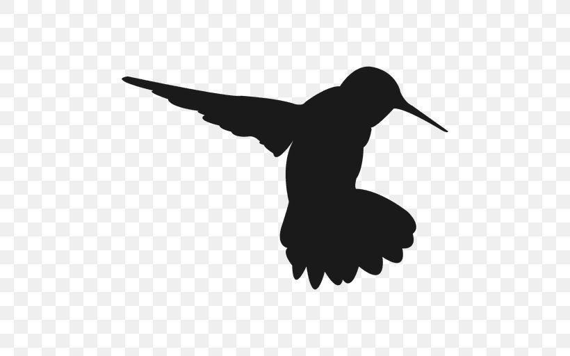 Hummingbird Silhouette Clip Art, PNG, 512x512px, Hummingbird, Beak, Bird, Black And White, Duck Download Free