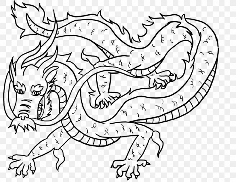 Line Art Chinese Dragon Drawing, PNG, 900x695px, Line Art, Art, Artwork, Black And White, Cartoon Download Free
