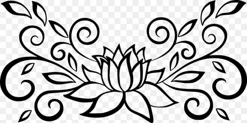 Drawing Floral Design Flower Clip Art, PNG, 1000x500px, Drawing, Art, Black, Black And White, Flora Download Free