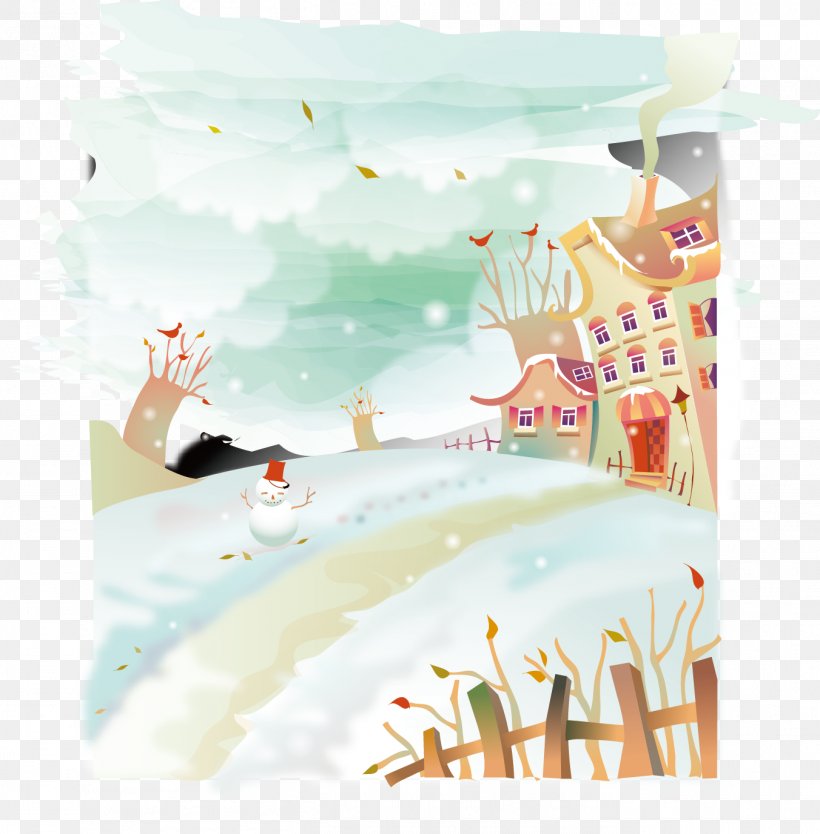 Snow Winter Watercolor Painting, PNG, 1352x1376px, Snow, Art, Blizzard, Happiness, Paint Download Free