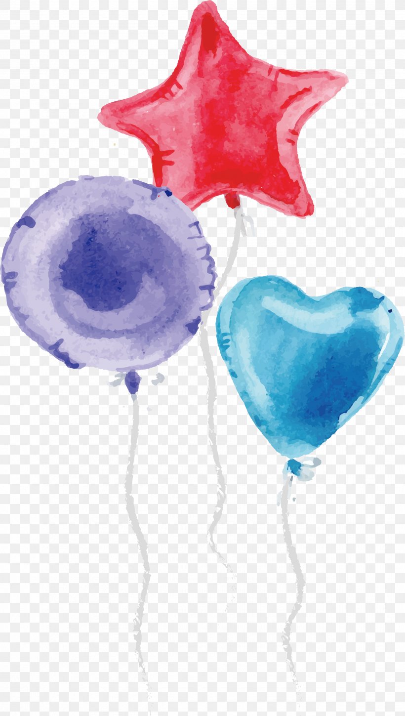Birthday Watercolor Painting Party, PNG, 2524x4462px, Birthday, Balloon, Blue, Element, Happy Birthday To You Download Free