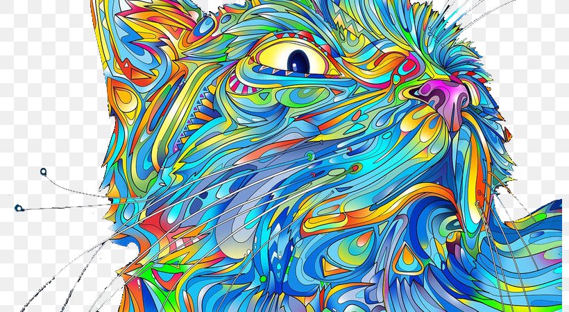 Cat Kitten Psychedelic Art Psychedelia, PNG, 800x450px, 4k Resolution, Cat, Andy Warhol, Art, Digital Art Download Free