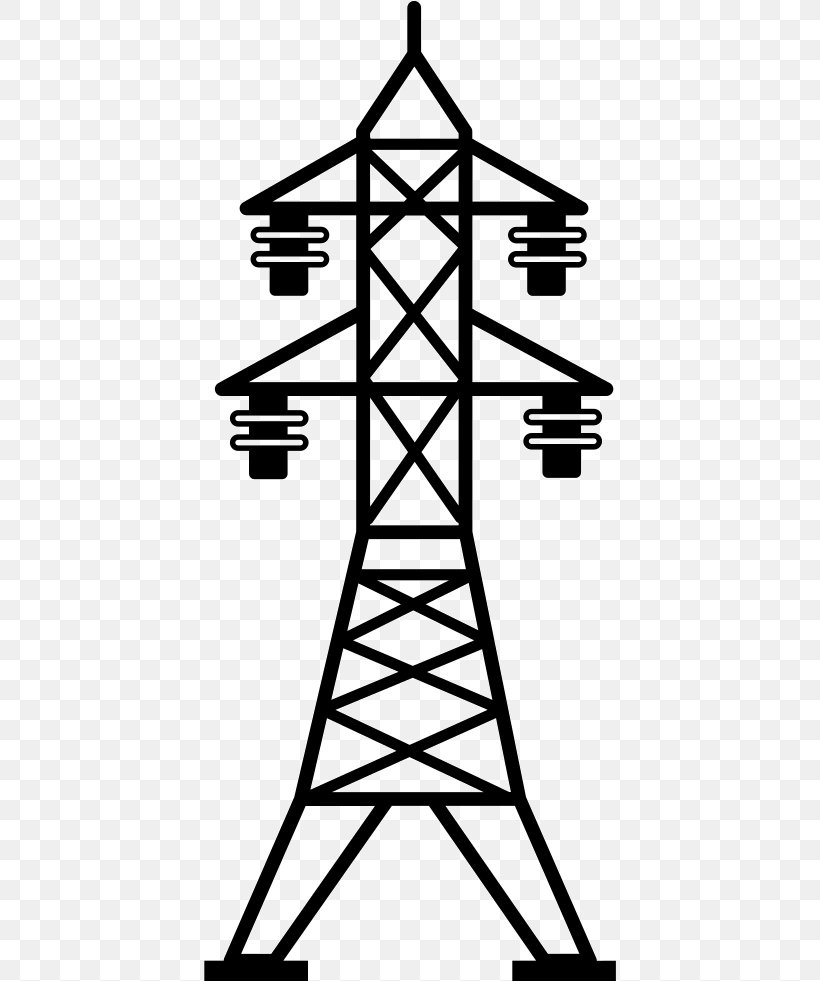 Electric Power Transmission Transmission Tower Electricity Overhead Power Line, PNG, 412x981px, Electric Power Transmission, Artwork, Black, Black And White, Electric Power Download Free