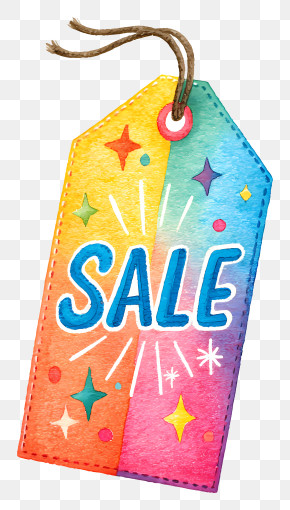 Flashing Sale Tag - Colorful Watercolor Sale Tag PNG