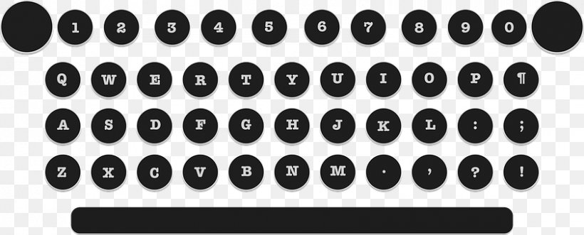 Computer Keyboard Typewriter Image Chữ Viết Laptop, PNG, 842x340px, Computer Keyboard, Black, Black And White, Laptop, Letter Download Free