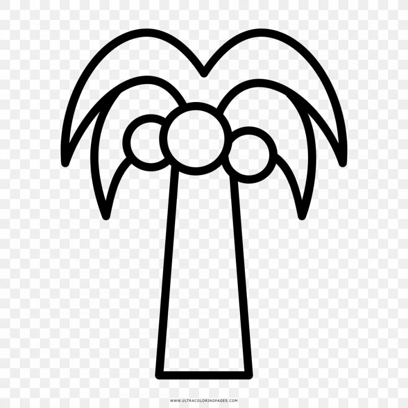 Drawing Coloring Book Coconut Tree Black And White, PNG, 1000x1000px, Drawing, Area, Artwork, Black And White, Child Download Free