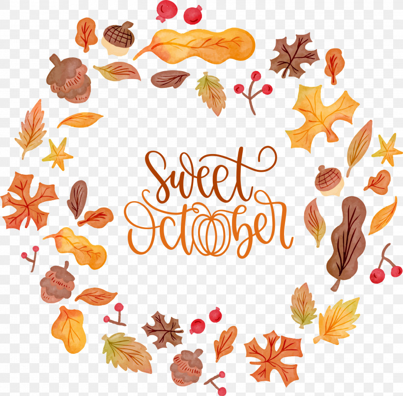 Sweet October October Autumn, PNG, 3000x2953px, October, Autumn, Calligraphy, Fall, Lettering Download Free