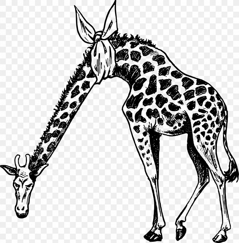 Giraffe Drawing Clip Art, PNG, 2364x2400px, Giraffe, Animal, Black And White, Digital Scrapbooking, Drawing Download Free