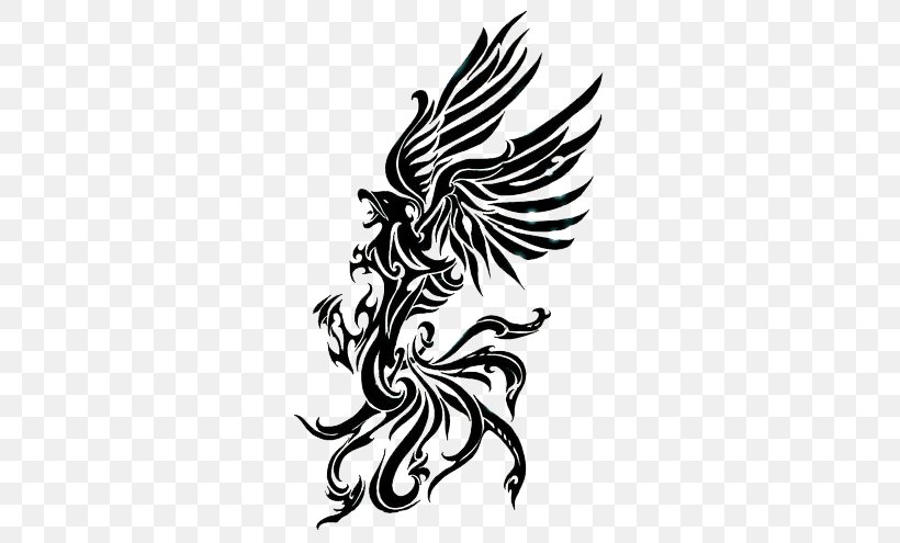 Sleeve Tattoo Phoenix Nautical Star, PNG, 650x495px, Tattoo, Art, Black And White, Drawing, Fictional Character Download Free