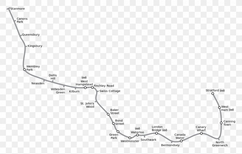 Jubilee Line London Underground Metropolitan Line Bakerloo Line Waterloo & City Line, PNG, 1200x765px, Jubilee Line, Area, Auto Part, Bakerloo Line, Black And White Download Free
