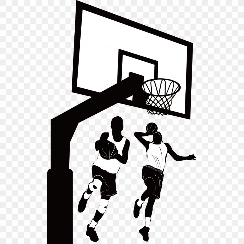 Womens Basketball Backboard Clip Art, PNG, 1000x1000px, Basketball, Area, Backboard, Black And White, Crossover Dribble Download Free