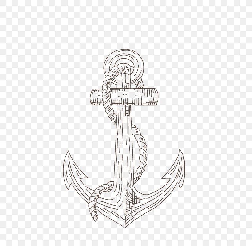 Anchor, PNG, 800x800px, Anchor, Black And White, Body Jewelry, Navy, Rope Download Free