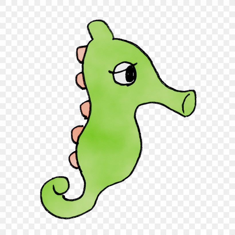 Seahorses Pipefishes And Allies Cartoon Green Tail, PNG, 1200x1200px, Cute Dragon, Cartoon, Dragon Cartoon, Green, Paint Download Free