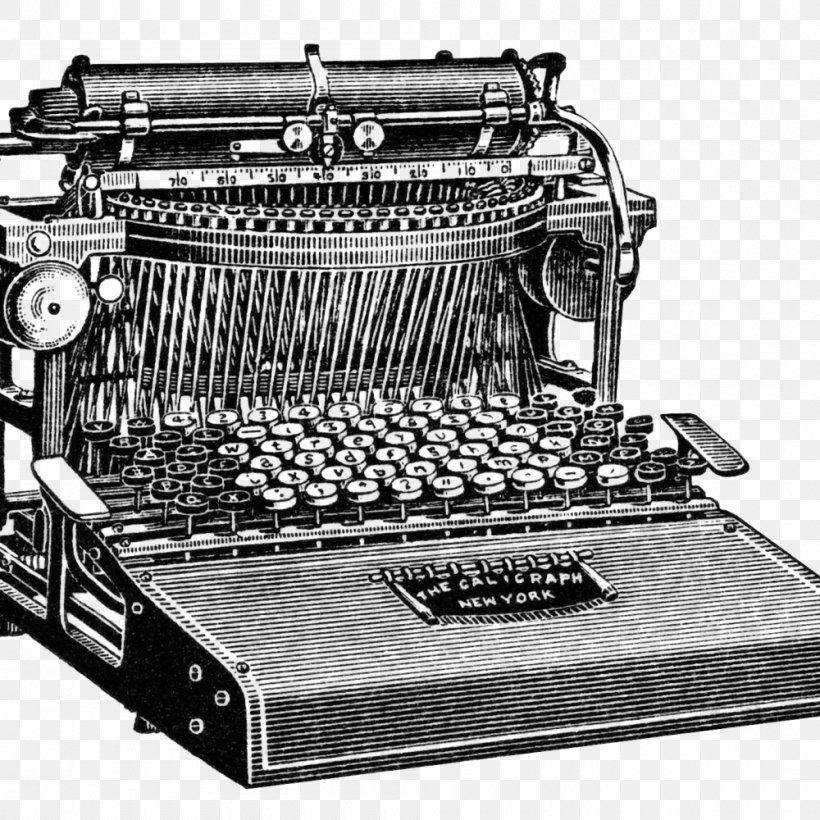 Typewriter Paper Advertising Flyer Clip Art, PNG, 1000x1000px, Typewriter, Advertising, Antique, Black And White, Flyer Download Free