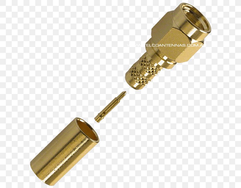 SMA Connector Crimp Electrical Connector RG-58 Coaxial Cable, PNG, 640x640px, Sma Connector, Aerials, Amphenol, Brass, Coaxial Download Free