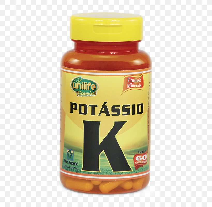 Dietary Supplement Capsule Vitamin Unilife Potássio K 60 Cápsulas Potassium, PNG, 513x800px, Dietary Supplement, Capsule, Condiment, Dietary Reference Intake, Functional Food Download Free