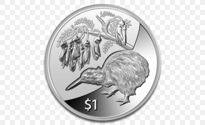 Bullion Coin Perth Mint New Zealand Silver, PNG, 500x500px, Coin, Beak, Bird, Black And White, Bullion Coin Download Free