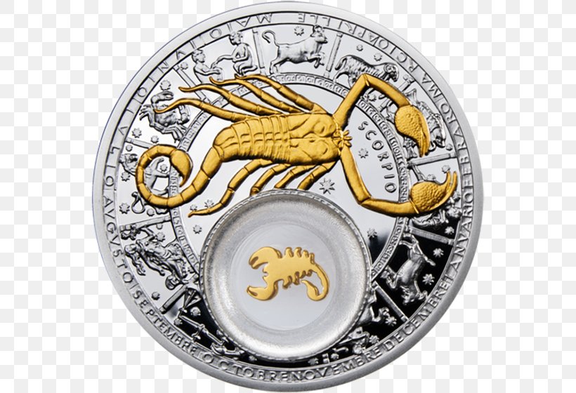 Silver Coin Zodiac Gold, PNG, 560x560px, Silver Coin, Astrological Sign, Coin, Commemorative Coin, Gold Download Free