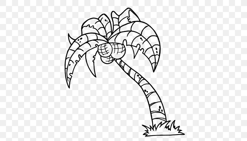 Arecaceae Coconut Coloring Book Tree, PNG, 600x470px, Arecaceae, Area, Art, Artwork, Black And White Download Free