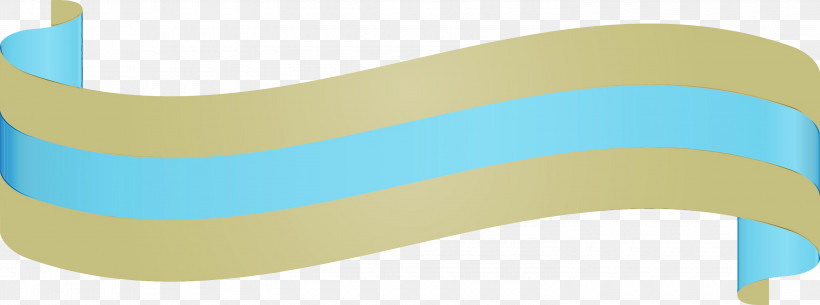 Yellow Green Turquoise Line Material Property, PNG, 3000x1117px, Ribbon, Beige, Green, Line, Material Property Download Free