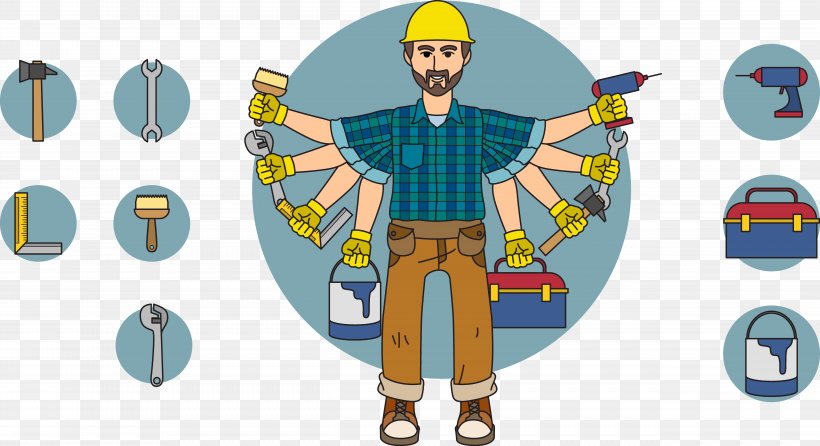 Tool Laborer, PNG, 5084x2771px, Tool, Art, Cartoon, House Painter And Decorator, Human Behavior Download Free