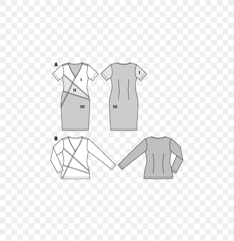 T-shirt Burda Style Dress Pattern, PNG, 595x842px, Tshirt, Area, Arm, Black, Black And White Download Free