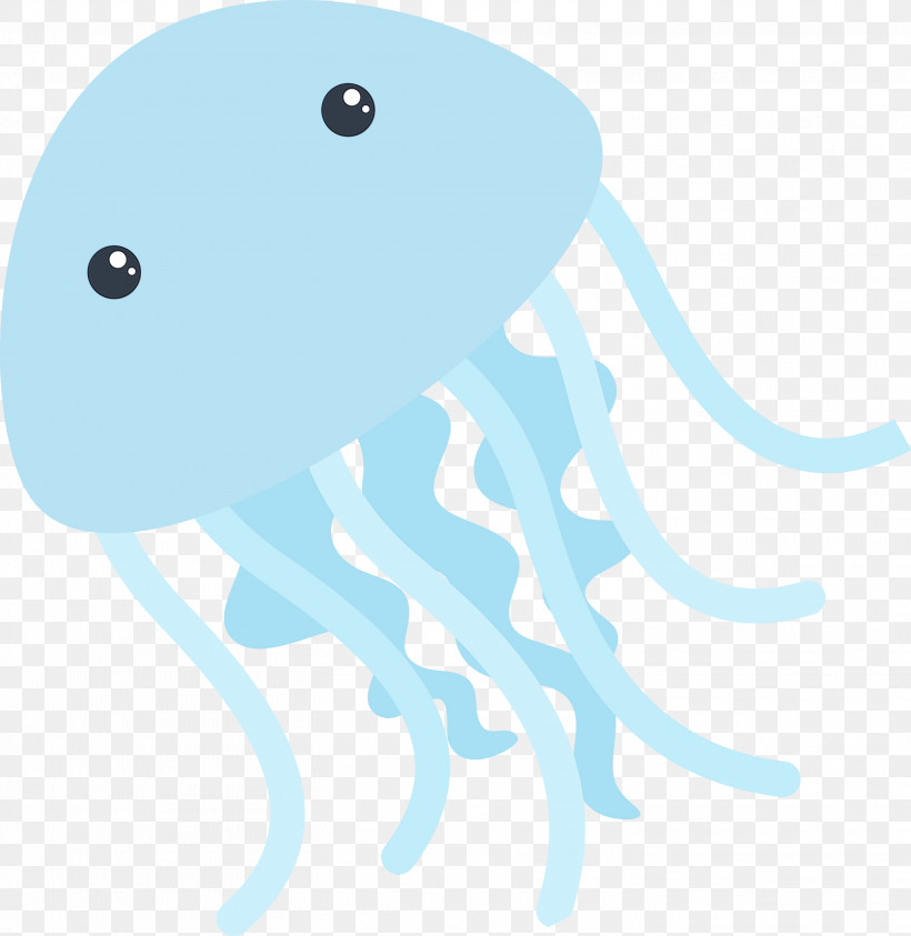 Turquoise Octopus Cartoon Fish, PNG, 2918x3000px, Watercolor, Cartoon, Fish, Octopus, Paint Download Free