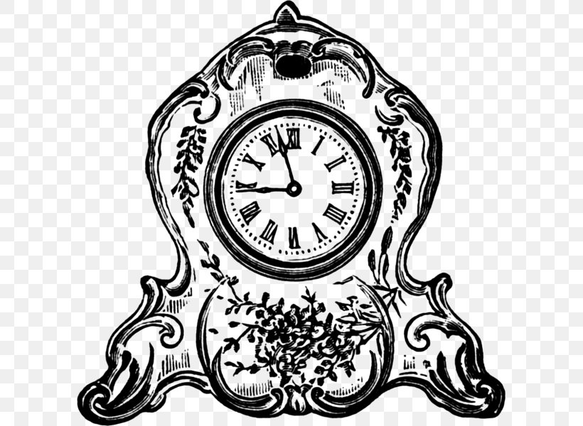 Cuckoo Clock Alarm Clocks Clip Art, PNG, 603x600px, Clock, Alarm Clocks, Antique, Black And White, Clock Face Download Free