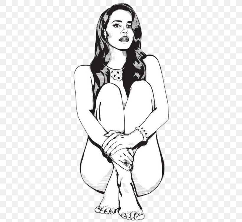 Lana Del Rey Coloring Book Drawing Black And White, PNG, 346x750px, Watercolor, Cartoon, Flower, Frame, Heart Download Free