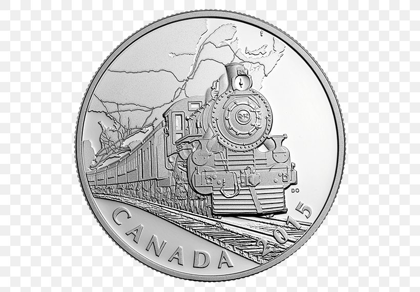 Silver Coin Rail Transport Train Canada, PNG, 570x570px, Coin, Black And White, Canada, Canadian, Canadian Pacific Railway Download Free