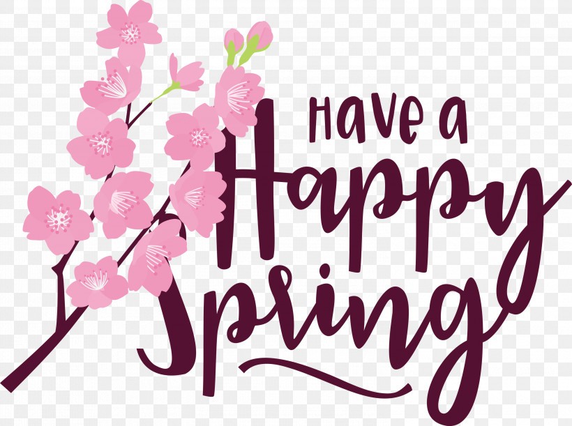 Spring Have A Happy Spring Spring Quote, PNG, 2999x2238px, Spring, Calligraphy, Logo, Magenta, Pink Download Free