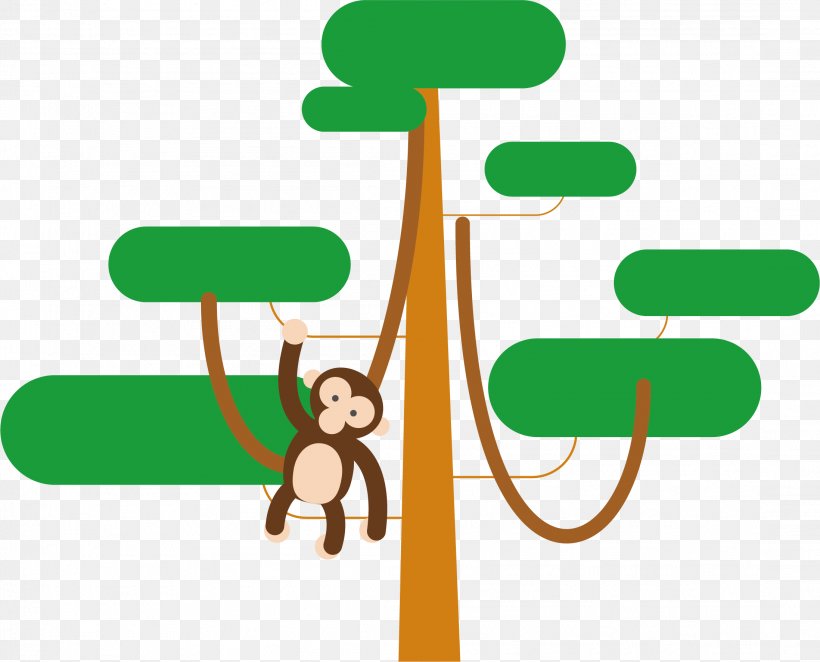 Tree Monkey Euclidean Vector, PNG, 2196x1774px, Tree, Area, Artworks, Brand, Cartoon Download Free