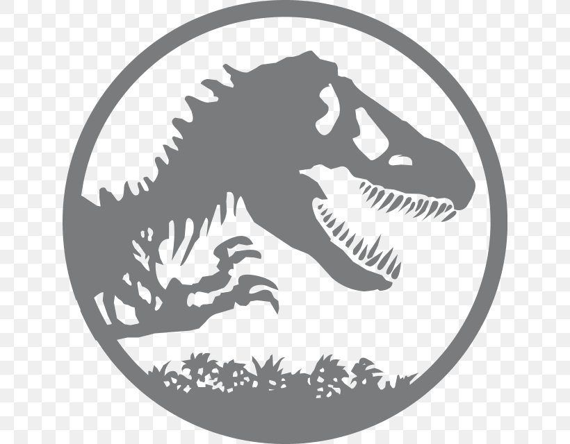 YouTube Jurassic Park Logo Graphic Design, PNG, 640x640px, Youtube, Black And White, Decal, Dinosaur, Drawing Download Free
