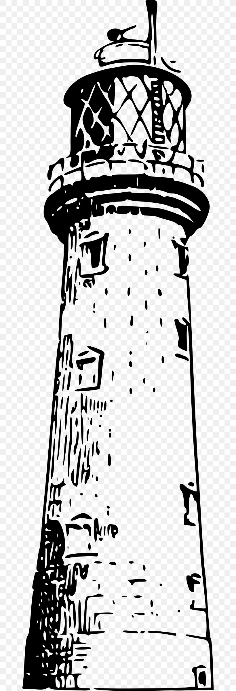 Lighthouse Tower Clip Art, PNG, 666x2400px, Lighthouse, Beacon, Black And White, Category Of Being, Droide Download Free
