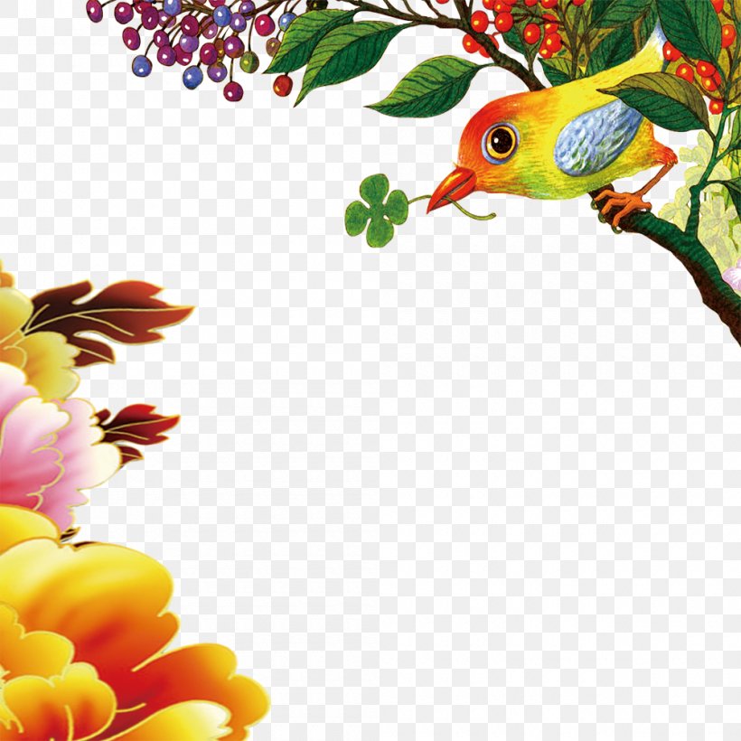 Painting, PNG, 1000x1000px, Painting, Beak, Bird, Branch, Fauna Download Free