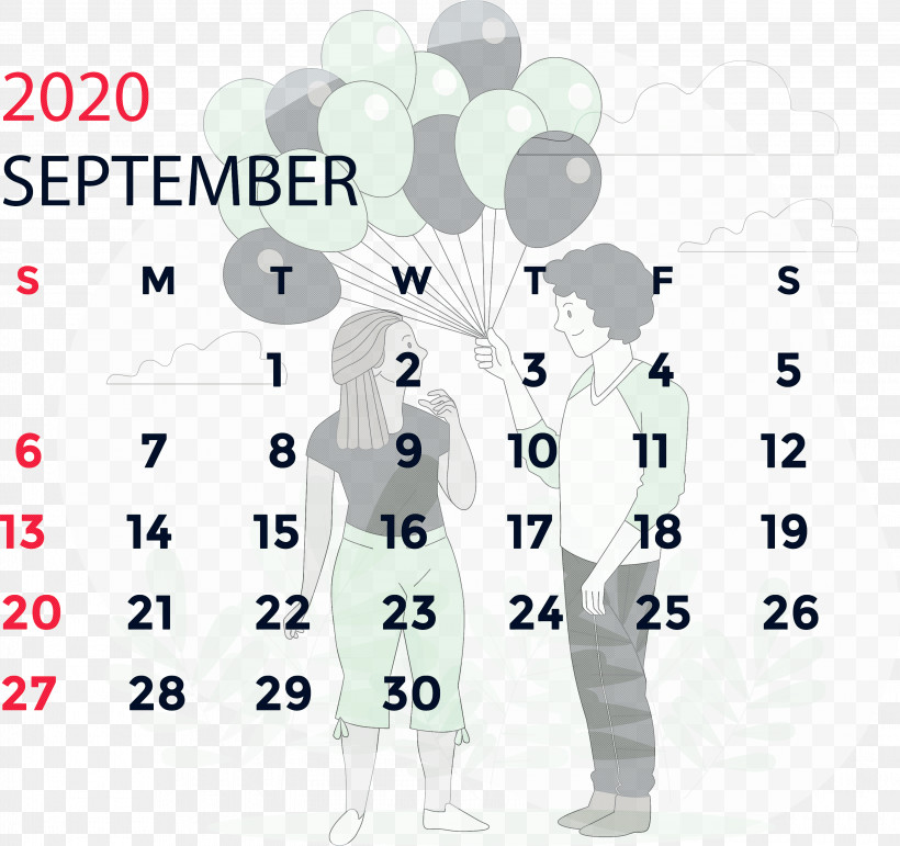 September 2020 Calendar September 2020 Printable Calendar, PNG, 3000x2822px, 2019, September 2020 Calendar, Calendar System, Calendar Year, December Download Free