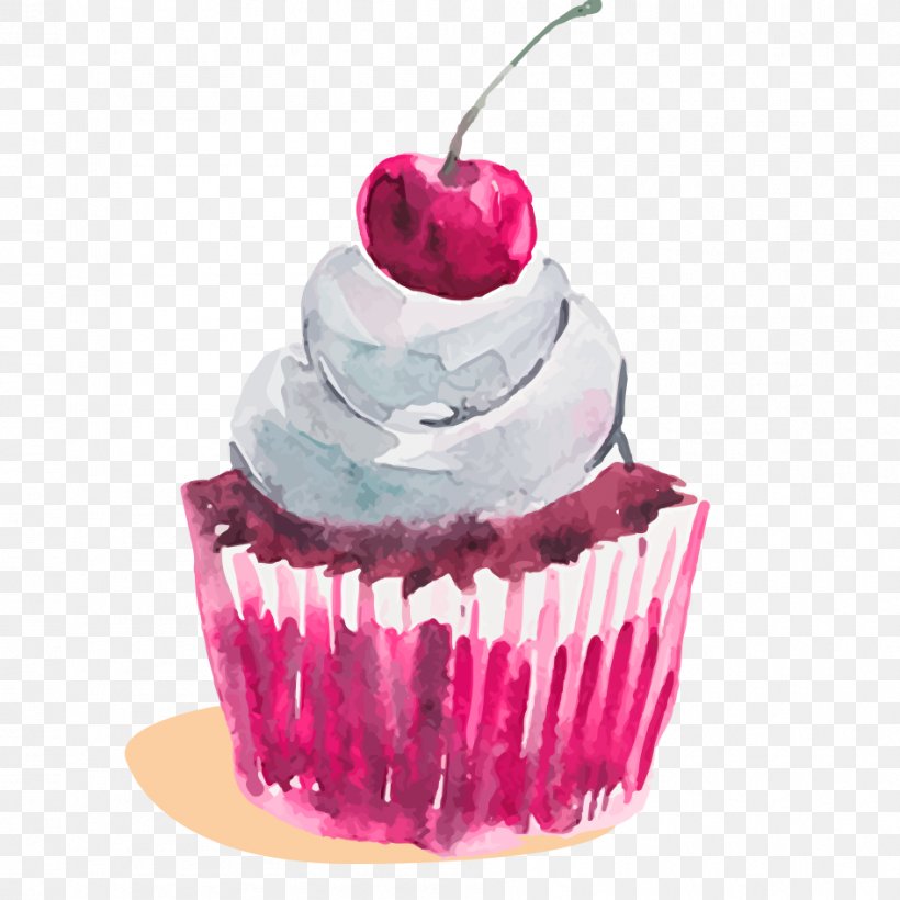 Cupcake Watercolor Painting Dessert, PNG, 945x945px, Cupcake, Buttercream, Cake, Cream, Dessert Download Free