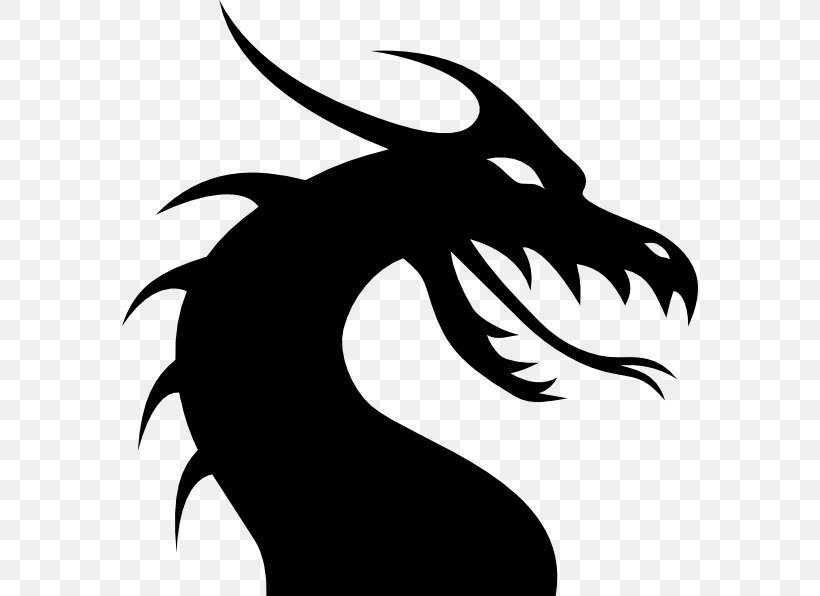 Silhouette Dragon Clip Art, PNG, 576x596px, Silhouette, Art, Artwork, Black And White, Chinese Dragon Download Free