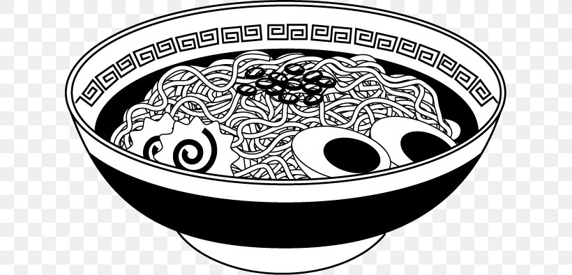 Ramen Japanese Cuisine Instant Noodle Doenjang Clip Art, PNG, 633x395px, Ramen, Black And White, Bowl, Broth, Bunsik Download Free