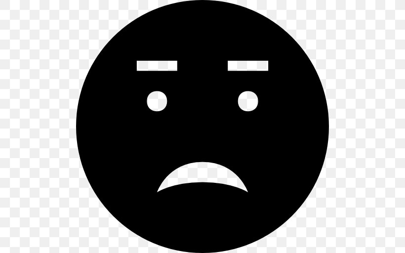 Emoticon Smiley Sadness Clip Art, PNG, 512x512px, Emoticon, Black, Black And White, Emoji, Face Download Free