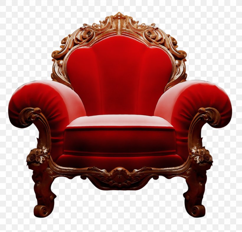 Furniture Chair Red Throne Antique, PNG, 2100x2014px, Watercolor, Antique, Carving, Chair, Couch Download Free