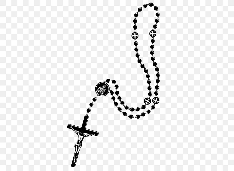 Rosary Bead Prayer Clip Art, PNG, 600x600px, Rosary, Bead, Black, Black And White, Body Jewelry Download Free