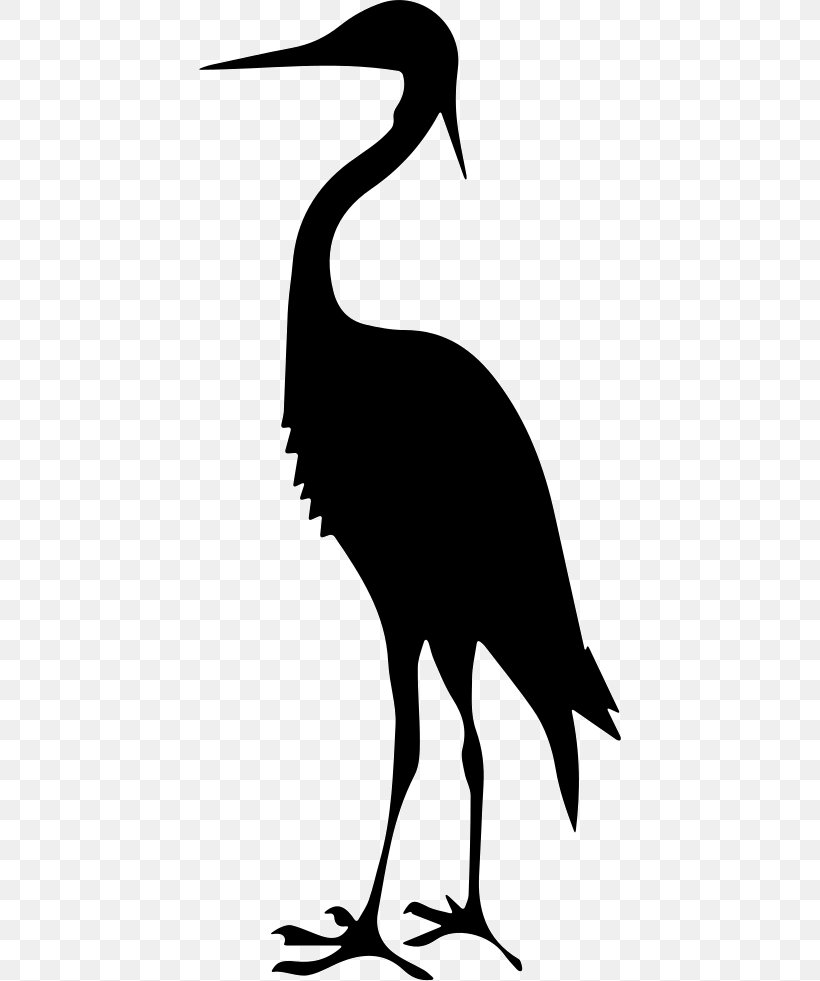Crane Great Blue Heron Bird Clip Art, PNG, 422x981px, Crane, Artwork, Beak, Bird, Black And White Download Free